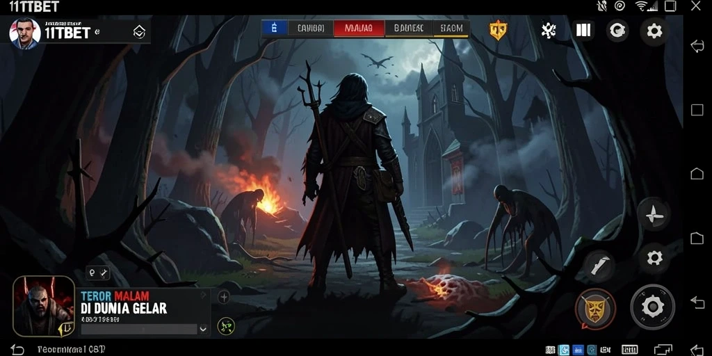 Screenshot gameplay menampilkan suasana mencekam dari game horor 11TBET.