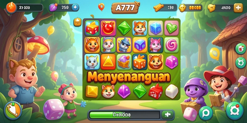 Tampilan gameplay seru dari A7777 dengan elemen Match-3 yang adiktif.