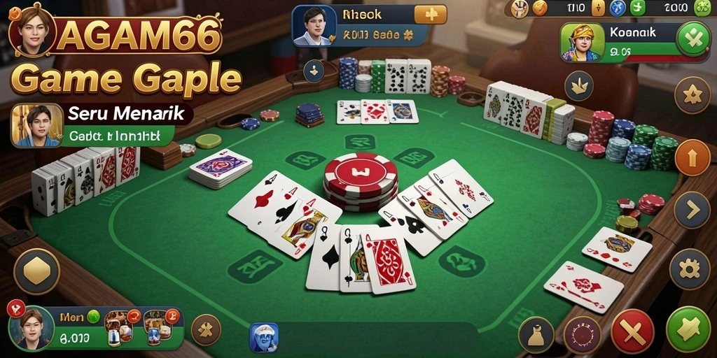 Tampilan gameplay AGAM66 yang seru dan menarik saat bermain Gaple.