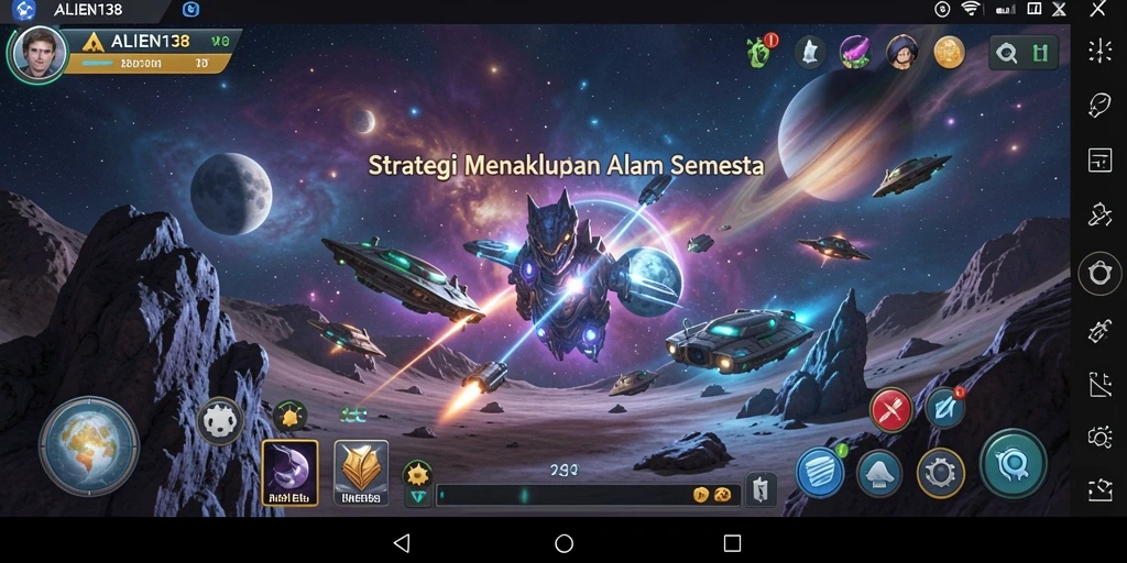 Tangkapan layar gameplay ALIEN138 menampilkan aksi taktis dalam pertempuran strategis.