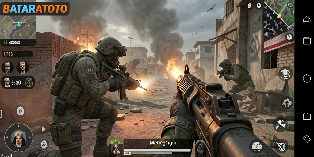 Tampilan gameplay menegangkan dari BATARATOTO dalam aksi FPS.