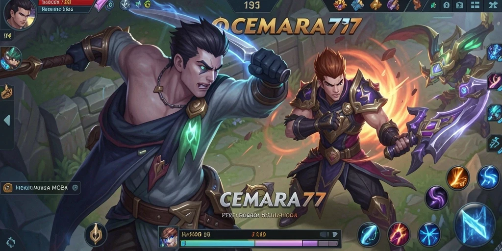 Screenshot gameplay CEMARA77 menampilkan pertarungan seru antar tim.