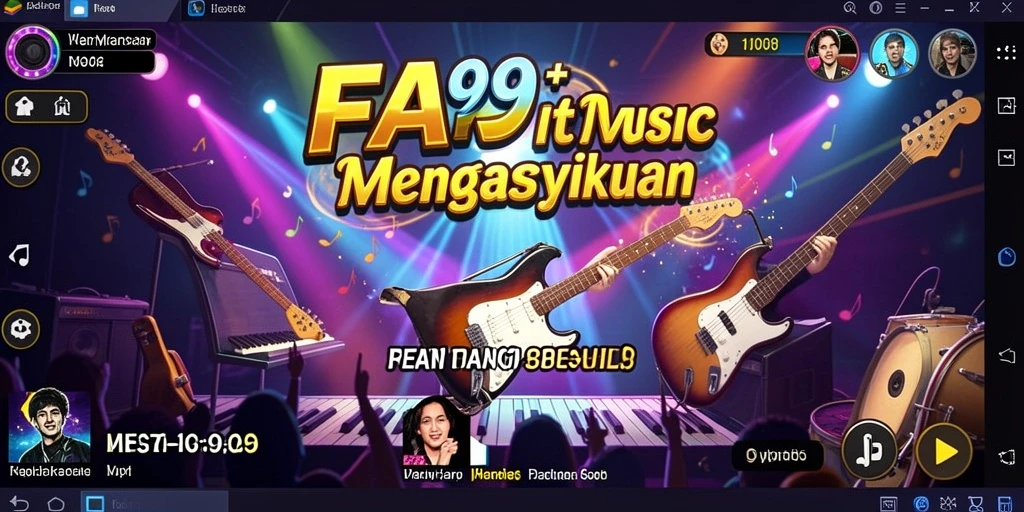 Tampilan gameplay FA99 menampilkan berbagai tantangan musik yang menarik.