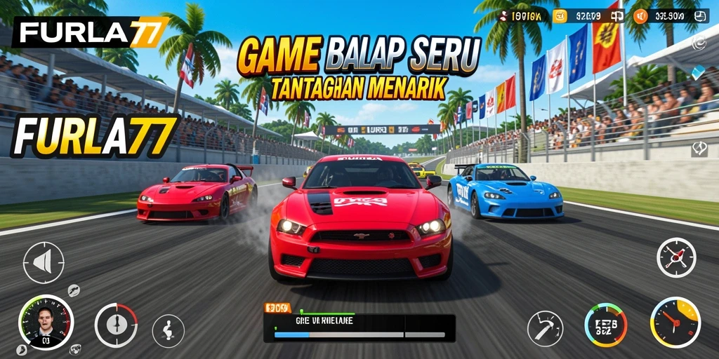 Tampilan gameplay menarik dari FURLA77 dengan aksi balap yang intens.