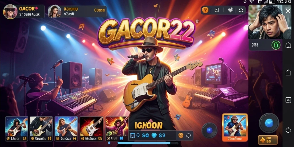 Screenshot GACOR22 menunjukkan gameplay seru dengan beragam lagu dan tantangan.