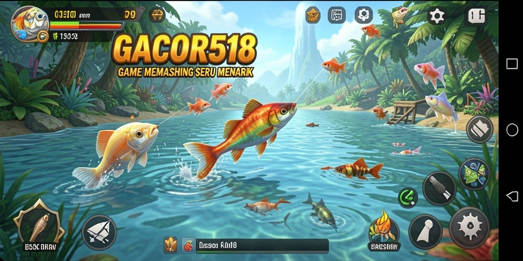 Tampilan gameplay menarik saat menangkap berbagai ikan.
