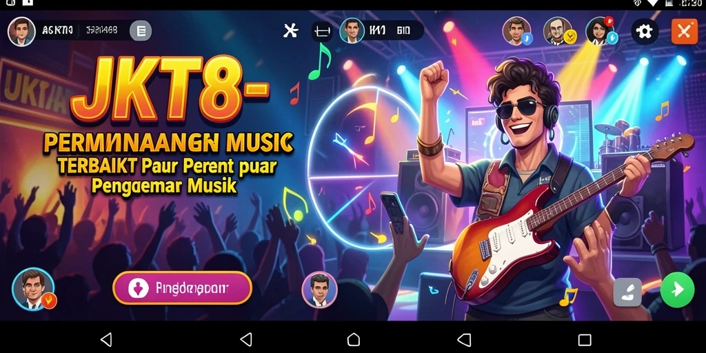Tampilan gameplay JKT8 yang menampilkan interaksi pemain dengan musik.
