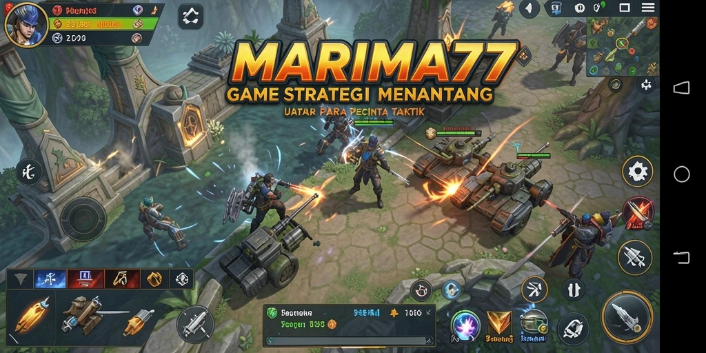Tampilan gameplay menarik dari MARIMA77 dengan berbagai unit strategi.