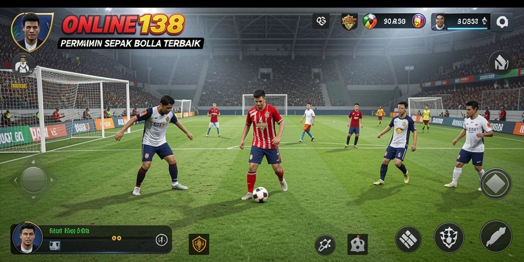 Tampilan gameplay menarik dari ONLINE138 saat pertandingan sepak bola.