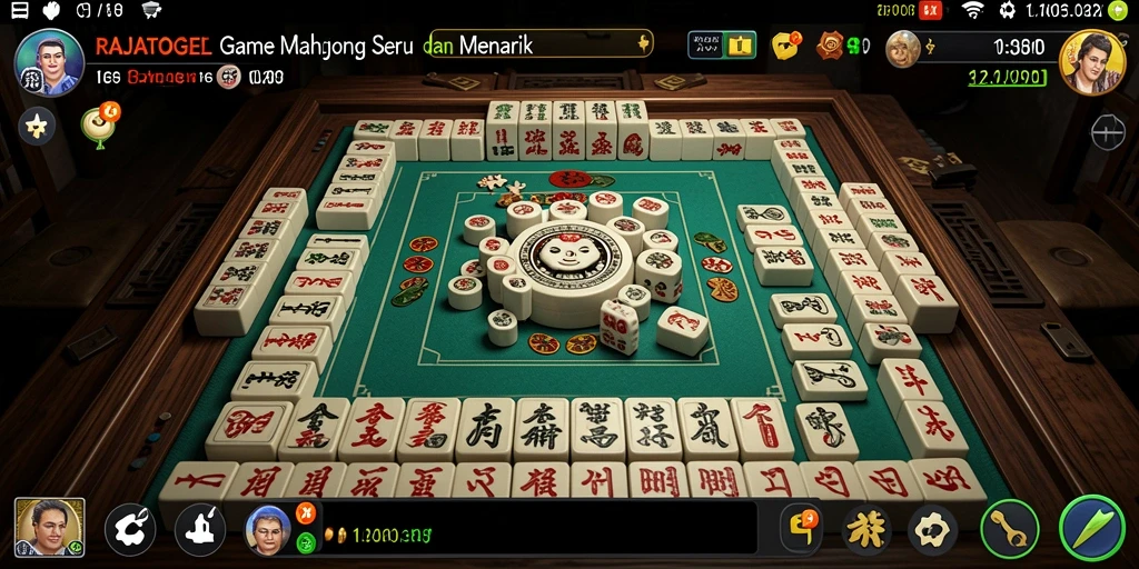 Tampilan gameplay seru dari RAJATOGEL dengan ubin Mahjong yang berwarna.
