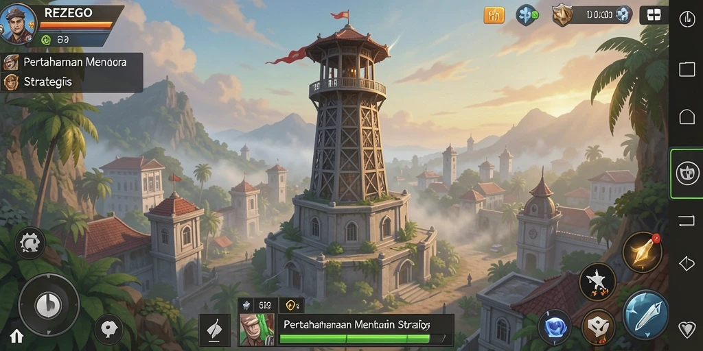 Tangkapan layar gameplay menampilkan pertahanan menara yang strategis dan menantang.