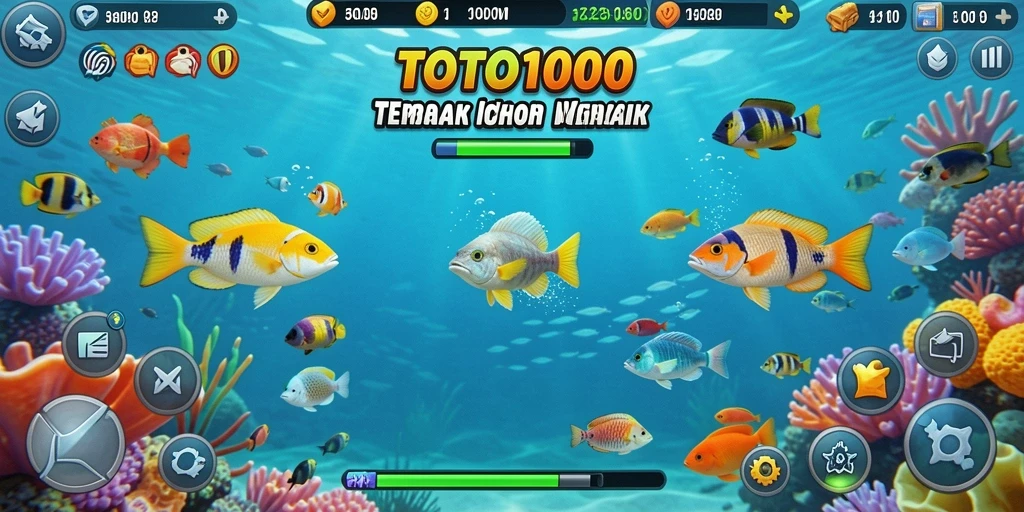 Tangkapan layar TOTO1000 menunjukkan aksi seru berburu ikan.